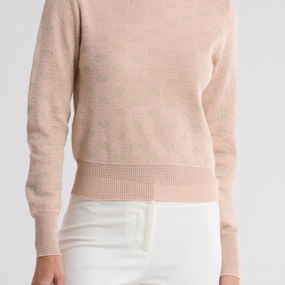 Metallic Dot Jacquard Crop Sweater